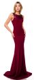 Main image of Faux Leather Panel Fitted Long Formal Evening Dress